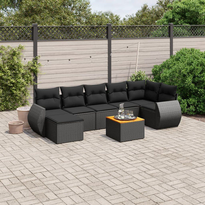 Matgrupp För Trädgården Med Dynor 8 Delar Beige Konstrotting