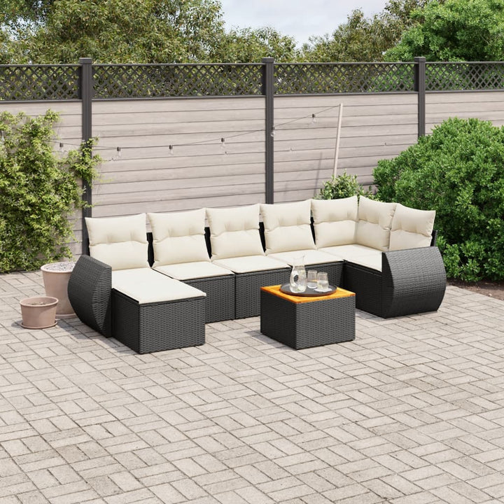 Matgrupp För Trädgården Med Dynor 8 Delar Beige Konstrotting