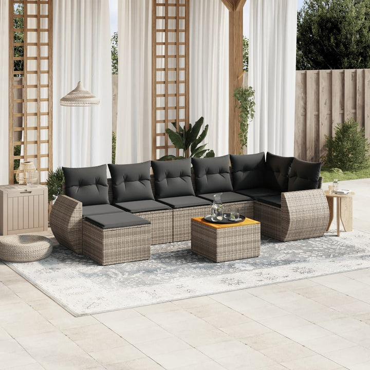 Matgrupp För Trädgården Med Dynor 8 Delar Beige Konstrotting