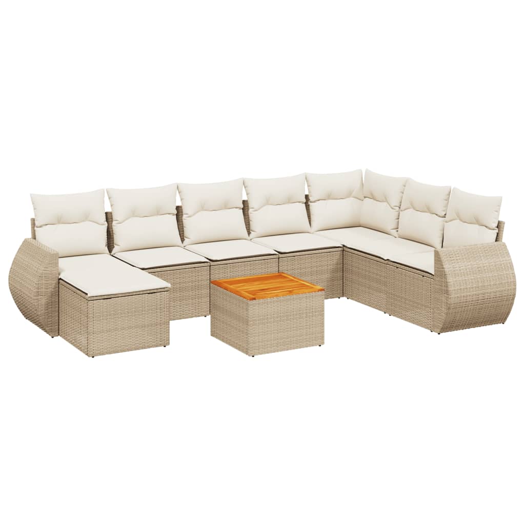 Soffgrupp För Trädgården Med Dynor 9 Delar Beige Konstrotting