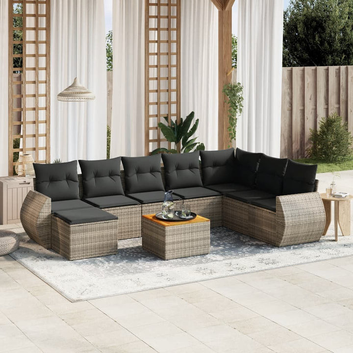 Soffgrupp För Trädgården Med Dynor 9 Delar Beige Konstrotting