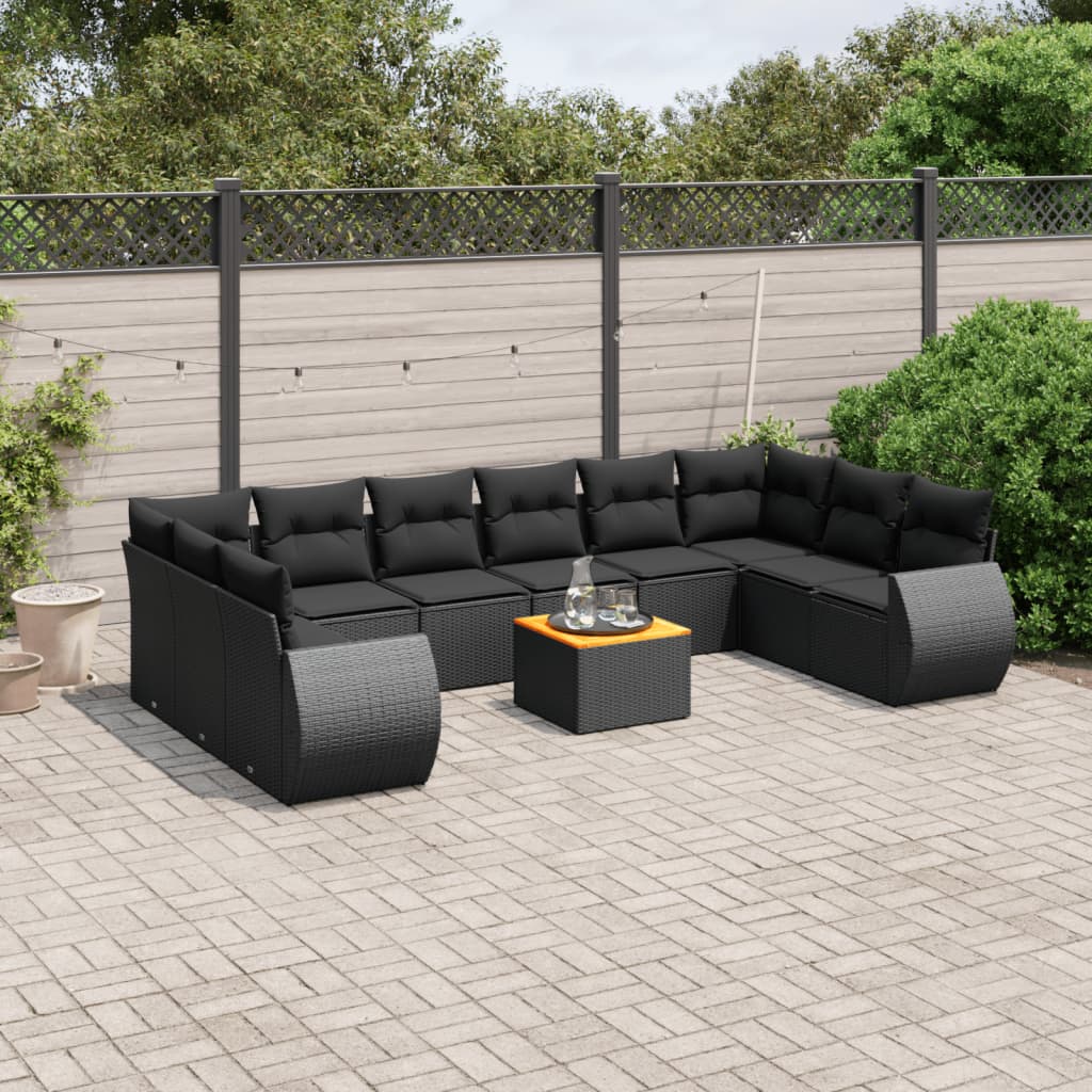 Loungegrupp För Trädgården M. Dynor 11 Delar Beige Konstrotting