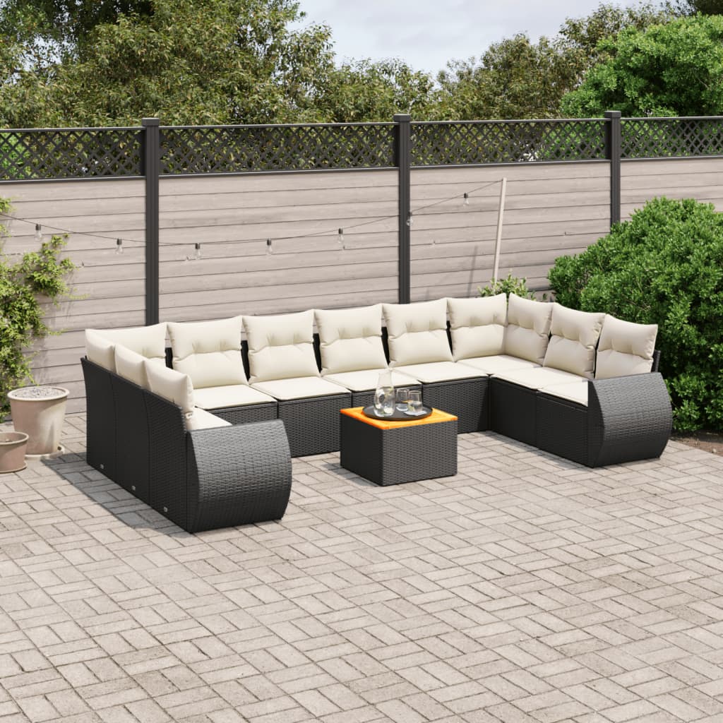 Loungegrupp För Trädgården M. Dynor 11 Delar Beige Konstrotting