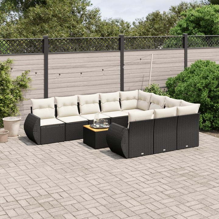 Loungegrupp För Trädgården M. Dynor 11 Delar Beige Konstrotting