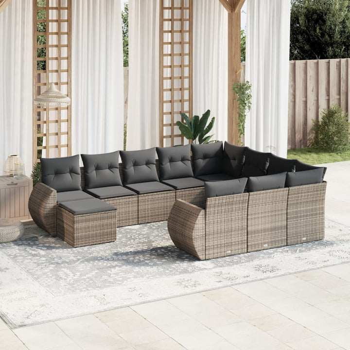 Loungegrupp För Trädgården M. Dynor 11 Delar Beige Konstrotting