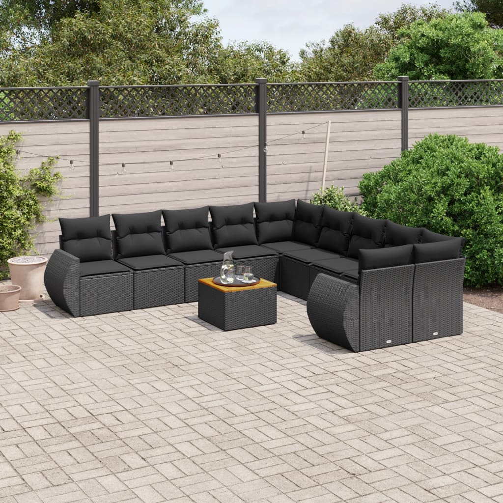 Loungegrupp För Trädgården M. Dynor 11 Delar Beige Konstrotting