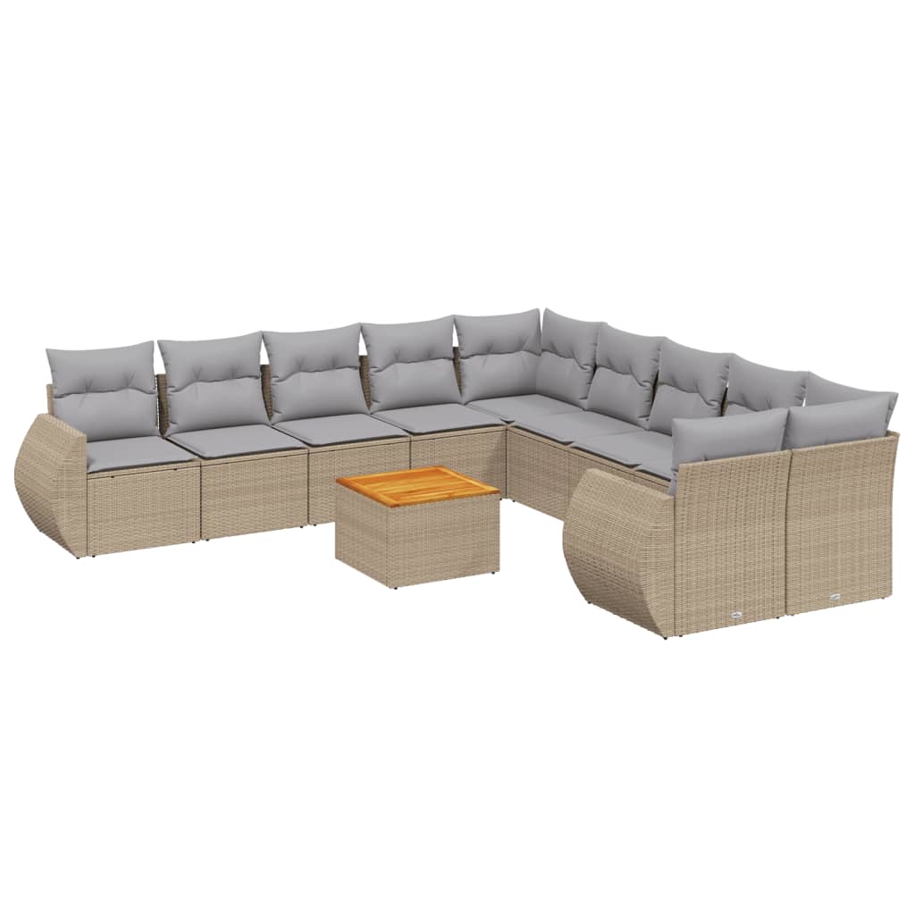 Loungegrupp För Trädgården M. Dynor 11 Delar Beige Konstrotting