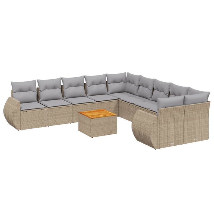Loungegrupp För Trädgården M. Dynor 11 Delar Beige Konstrotting
