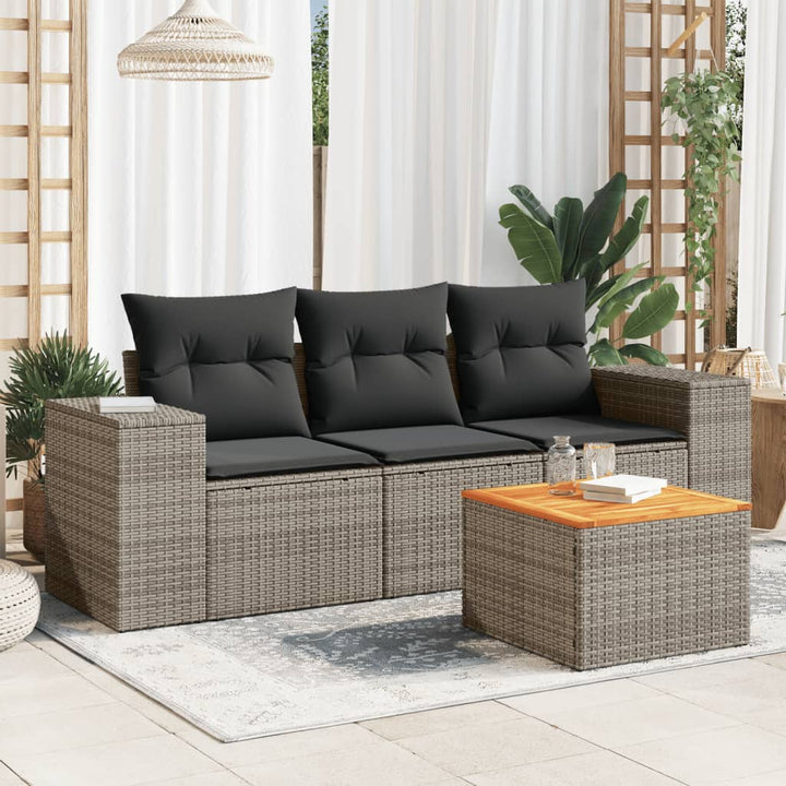 Soffgrupp För Trädgård Med Dynor 4 Delar Beige Konstrotting