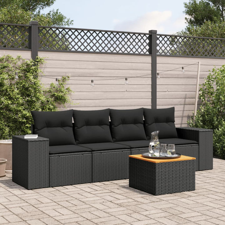 Soffgrupp För Trädgården Med Dynor 5 Delar Beige Konstrotting