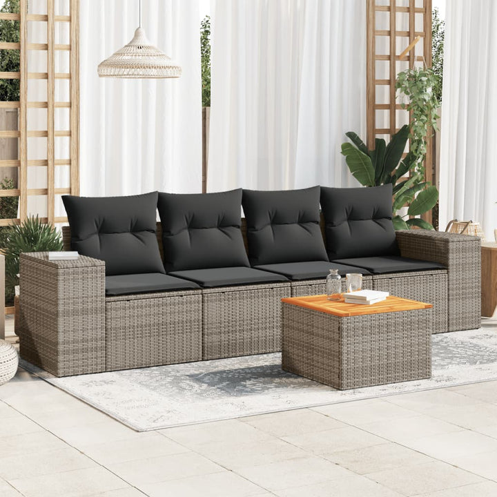Soffgrupp För Trädgården Med Dynor 5 Delar Beige Konstrotting