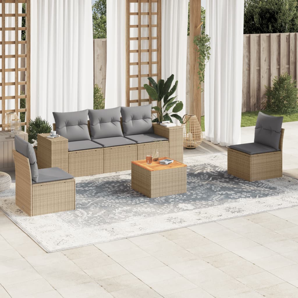Loungegrupp Med Dynor 6 Delar Konstrotting