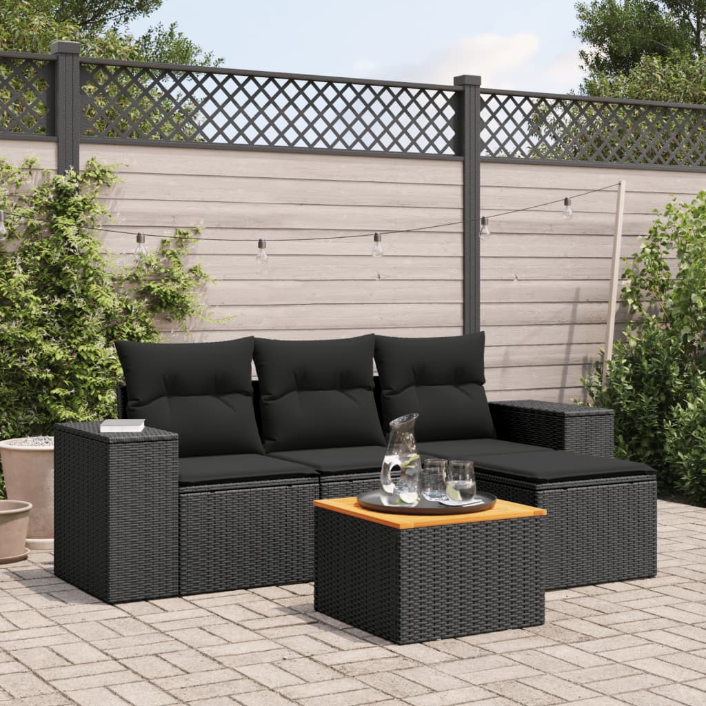 Soffgrupp För Trädgården Med Dynor 5 Delar Beige Konstrotting