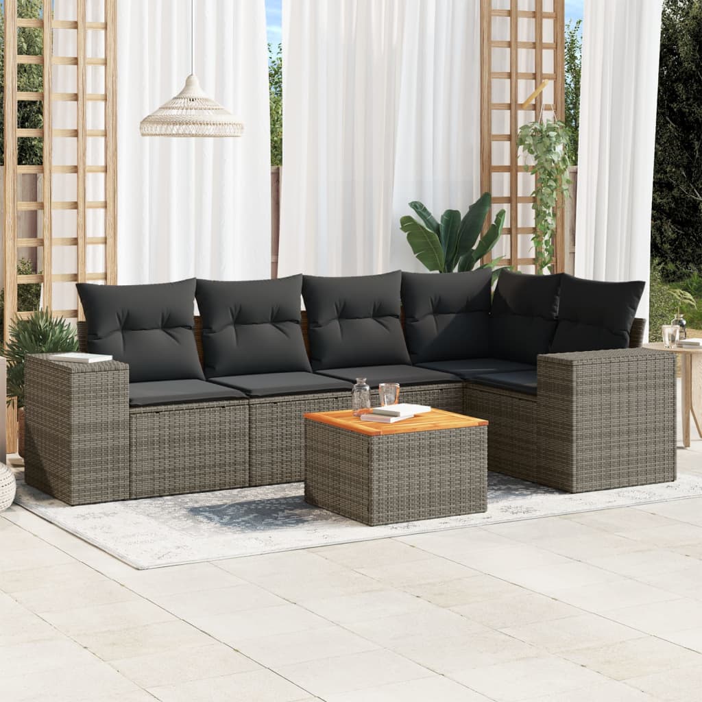 Loungegrupp Med Dynor 6 Delar Konstrotting