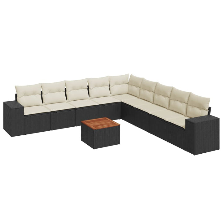 Loungegrupp 10 Delar Med Svarta Dynor Konstrotting