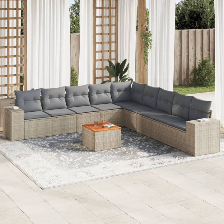 Loungegrupp 10 Delar Med Svarta Dynor Konstrotting