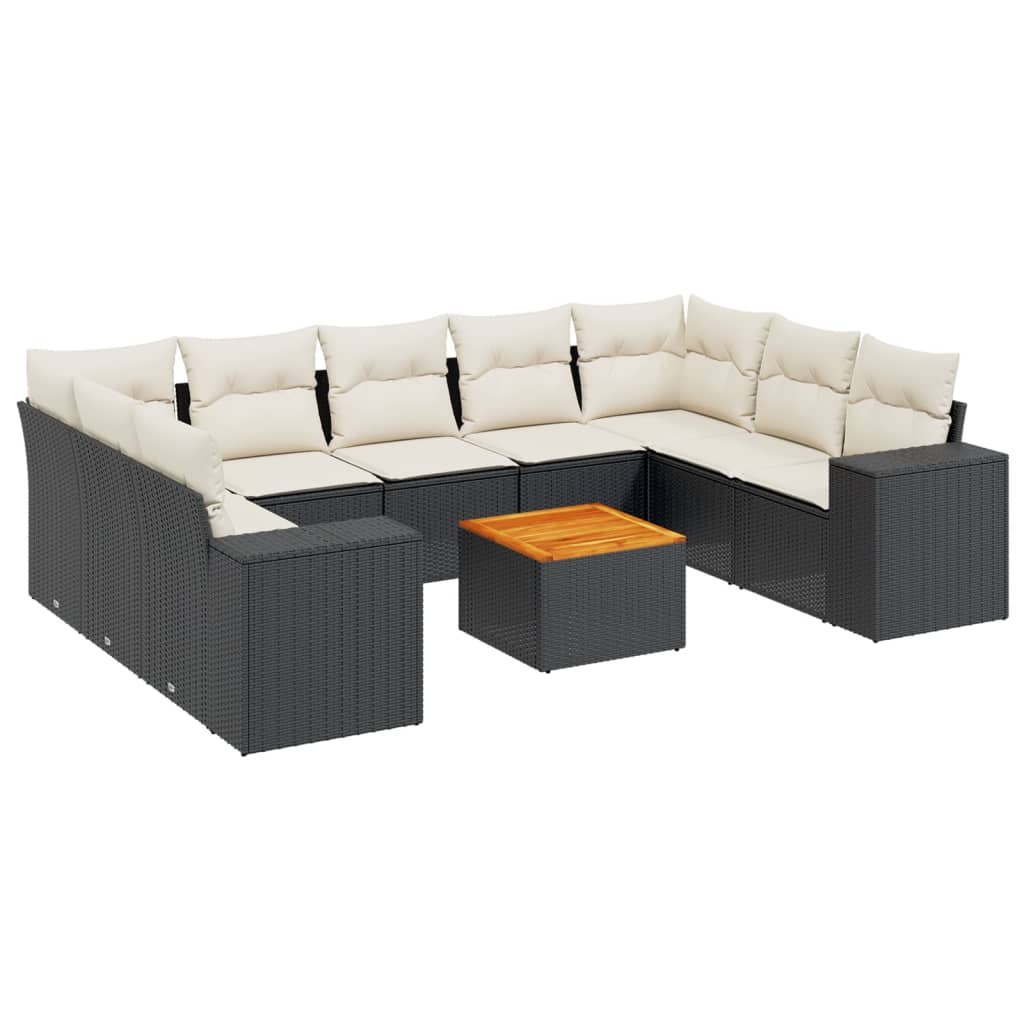 Loungegrupp 10 Delar Med Svarta Dynor Konstrotting