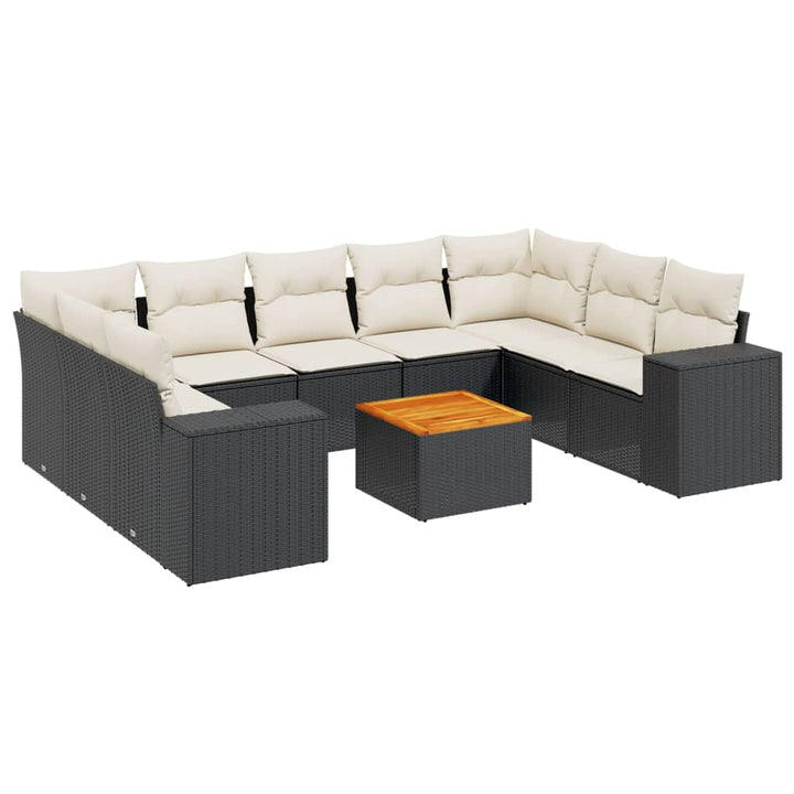 Loungegrupp 10 Delar Med Svarta Dynor Konstrotting