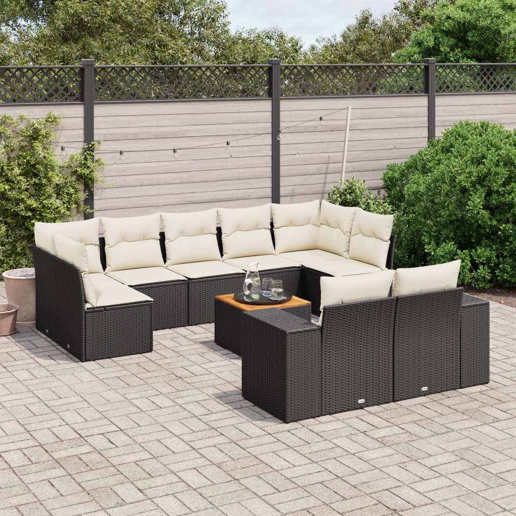 Loungegrupp 10 Delar Med Svarta Dynor Konstrotting