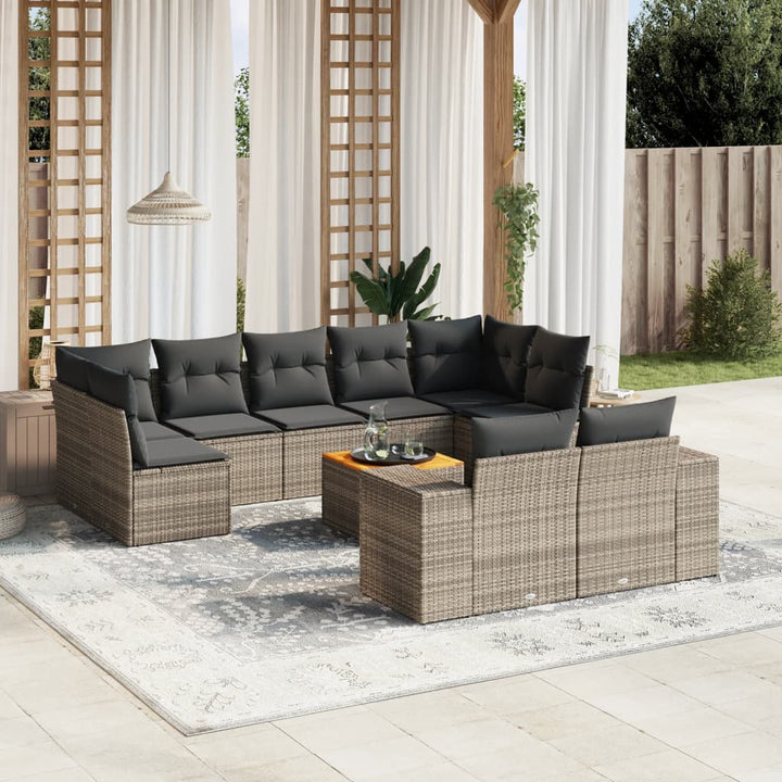 Loungegrupp 10 Delar Med Svarta Dynor Konstrotting