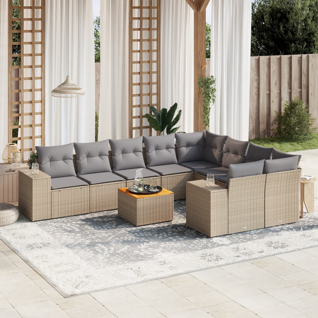 Loungegrupp 10 Delar Med Svarta Dynor Konstrotting
