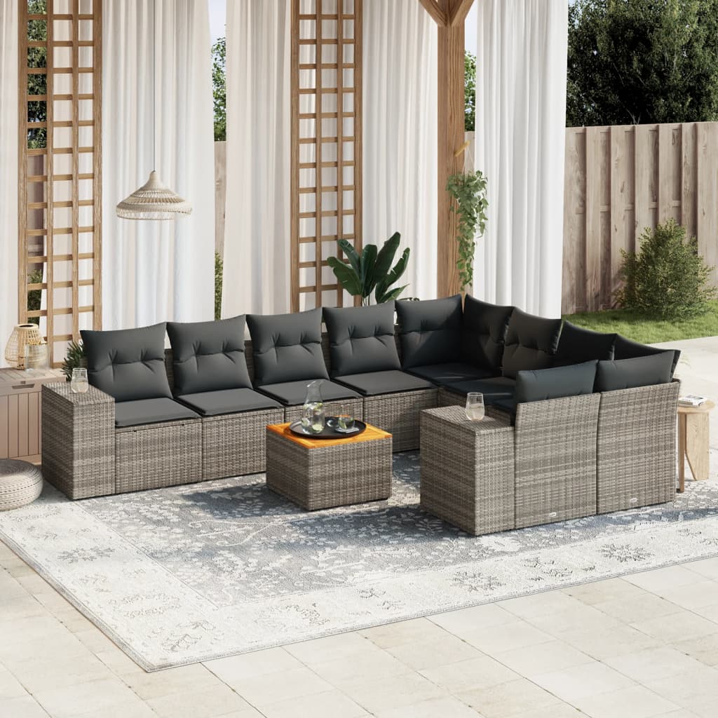 Loungegrupp 10 Delar Med Svarta Dynor Konstrotting