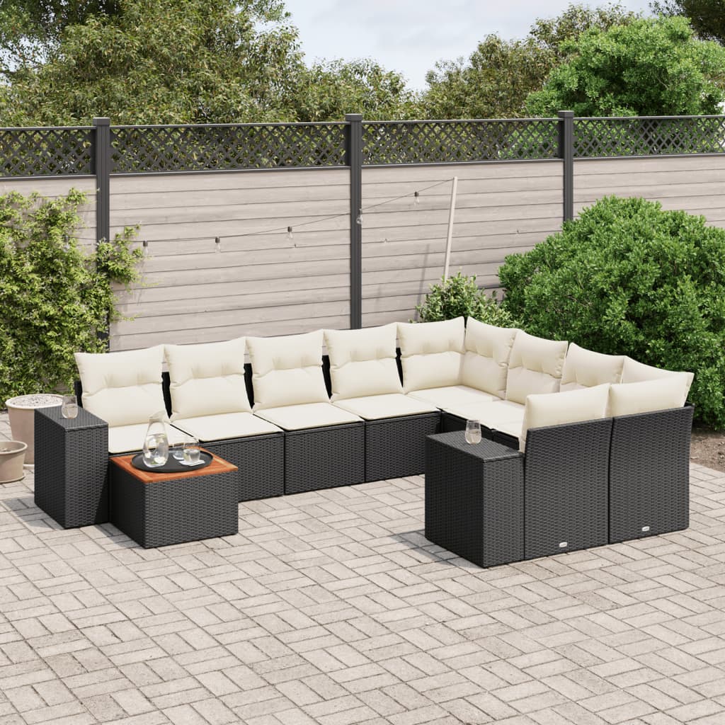 Loungegrupp 10 Delar Med Svarta Dynor Konstrotting