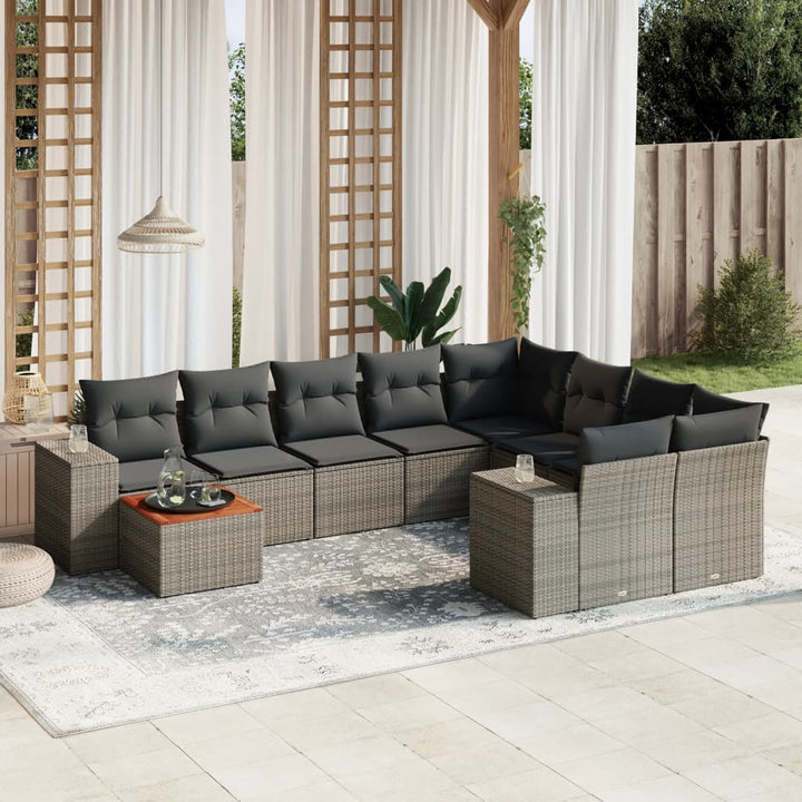 Loungegrupp 10 Delar Med Svarta Dynor Konstrotting