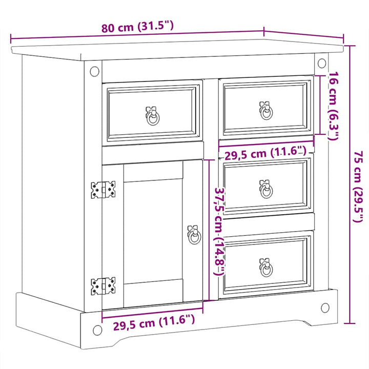 Skänk Corona 87X40X76 Cm Massiv Furu