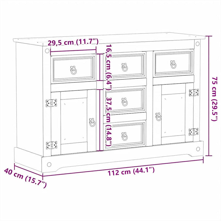 Skänk Corona 112X40X75 Cm Massiv Furu
