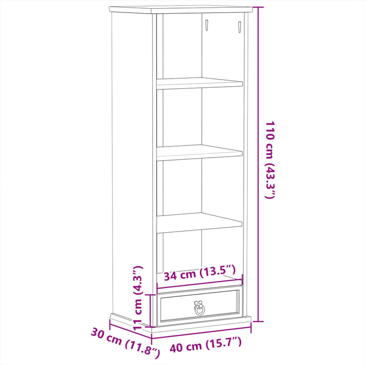 Cd-Hylla Corona 40X30X110 Cm Massiv Furu