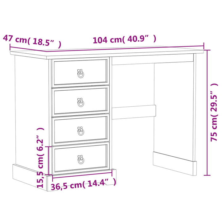 Sminkbord Corona 104X47X75 Cm Massiv Furu