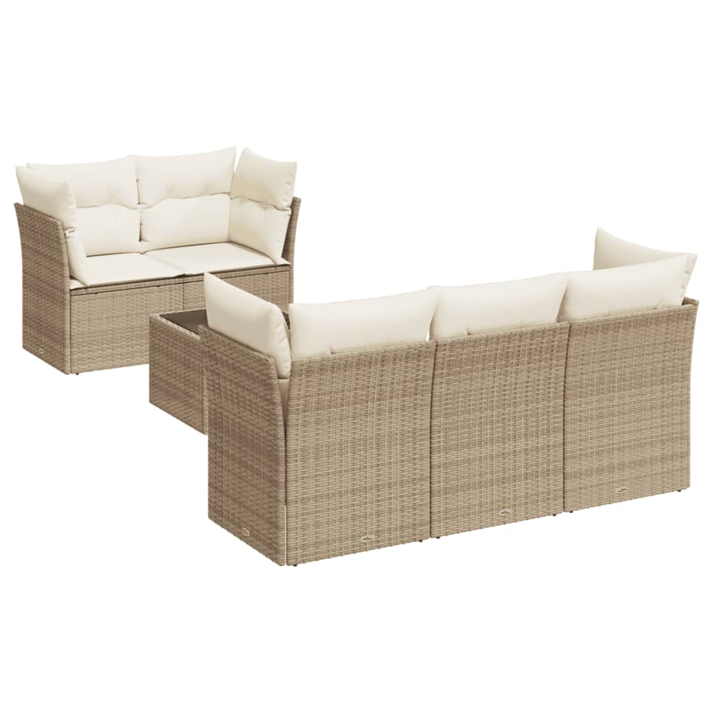 Soffgrupp För Trädgården Med Dynor 6 Delar Beige Konstrotting