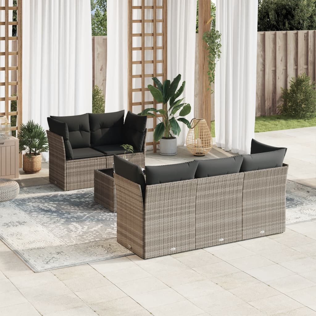Soffgrupp För Trädgården Med Dynor 6 Delar Beige Konstrotting