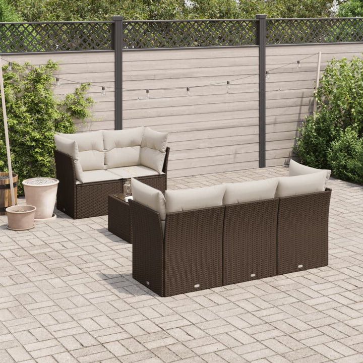 Soffgrupp För Trädgården Med Dynor 6 Delar Beige Konstrotting