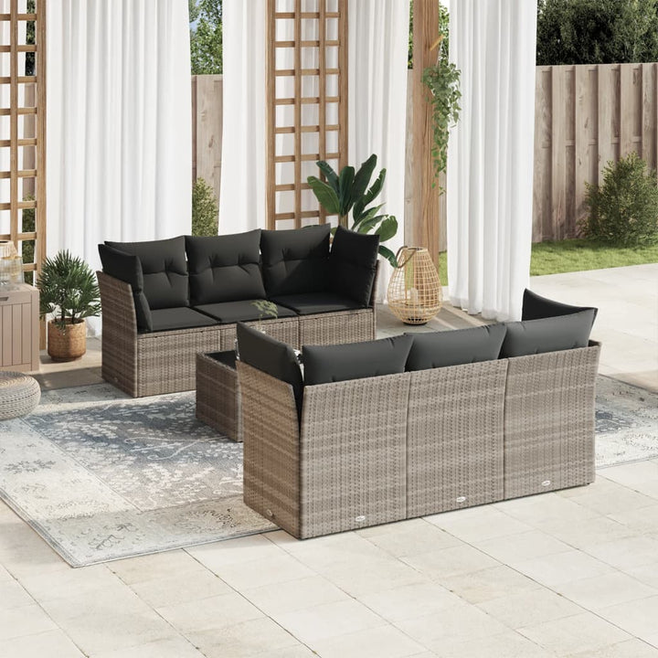 Matgrupp För Trädgården Med Dynor 7 Delar Beige Konstrotting