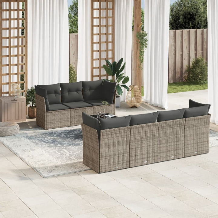 Matgrupp För Trädgården Med Dynor 8 Delar Beige Konstrotting