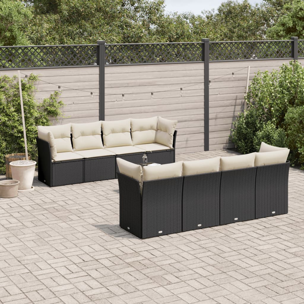 Soffgrupp För Trädgården Med Dynor 9 Delar Beige Konstrotting