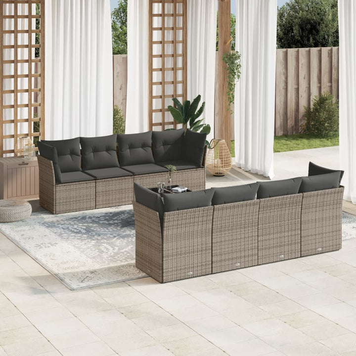 Soffgrupp För Trädgården Med Dynor 9 Delar Beige Konstrotting