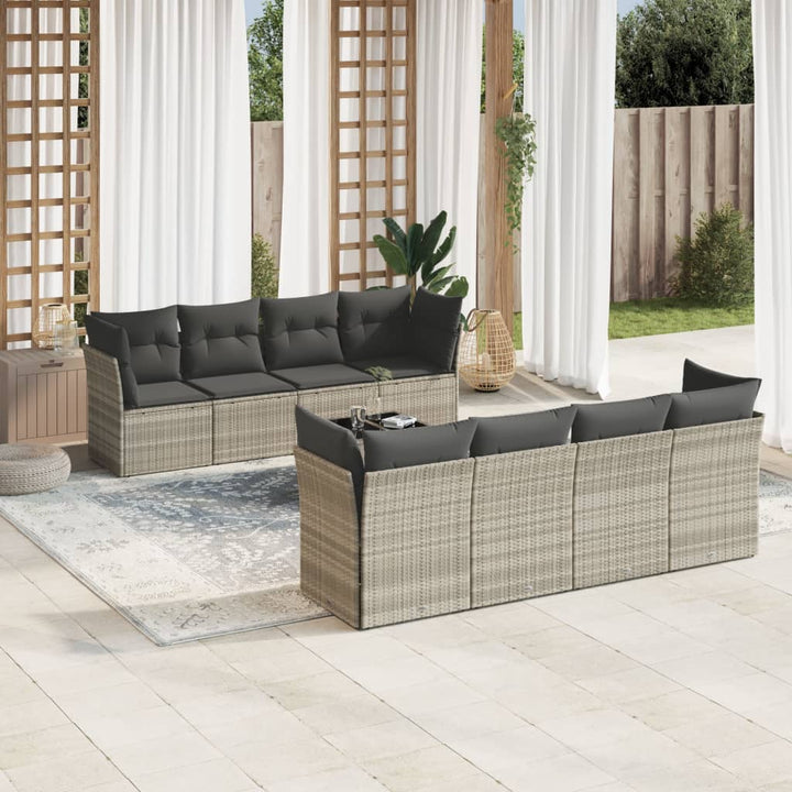Soffgrupp För Trädgården Med Dynor 9 Delar Beige Konstrotting