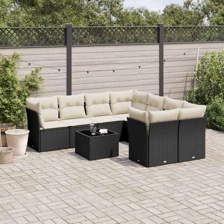Soffgrupp För Trädgården Med Dynor 9 Delar Beige Konstrotting