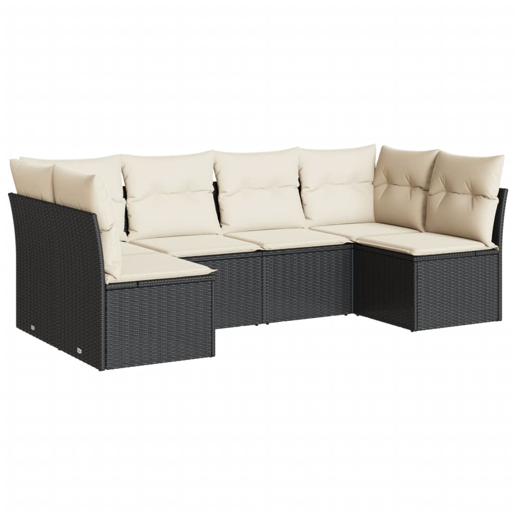 Loungegrupp Med Dynor 6 Delar Svart Konstrotting