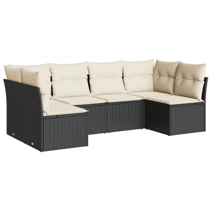 Loungegrupp Med Dynor 6 Delar Svart Konstrotting