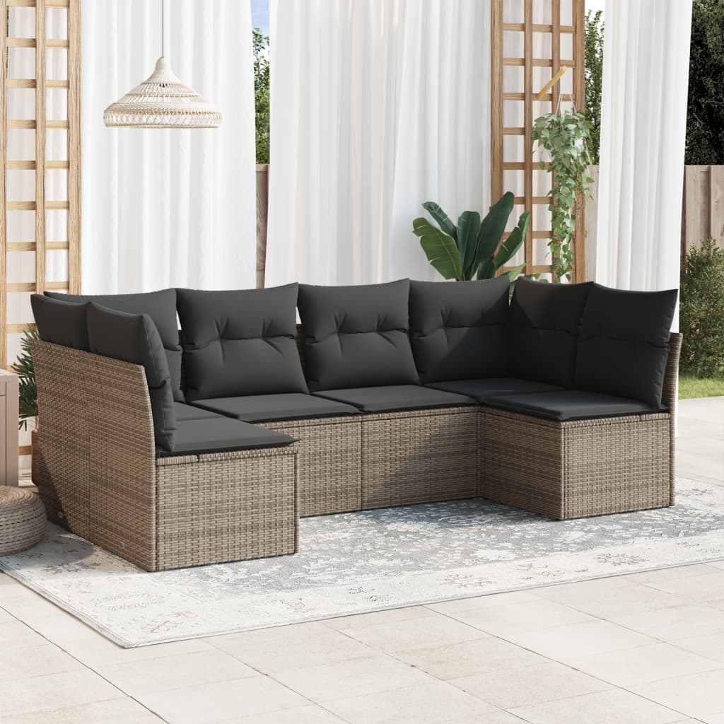 Loungegrupp Med Dynor 6 Delar Svart Konstrotting