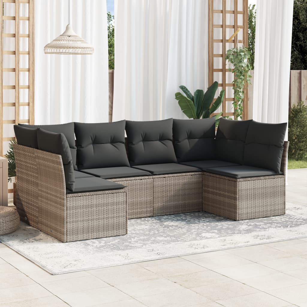 Loungegrupp Med Dynor 6 Delar Svart Konstrotting