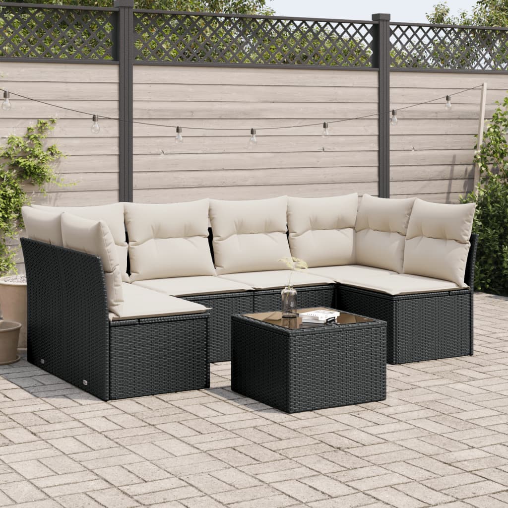 Loungegrupp Med Dynor 6 Delar Svart Konstrotting