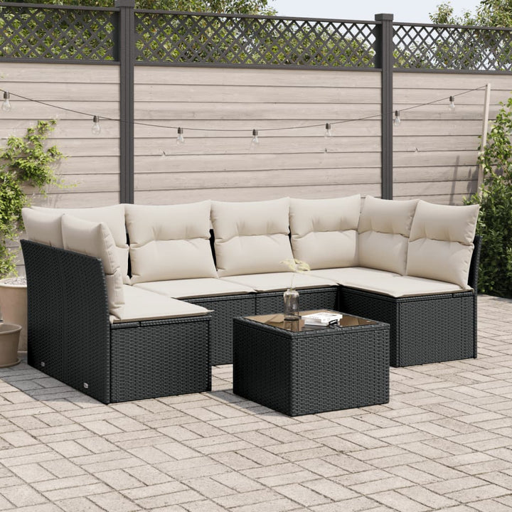 Loungegrupp Med Dynor 6 Delar Svart Konstrotting