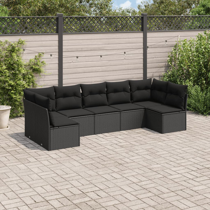 Matgrupp För Trädgården Med Dynor 8 Delar Beige Konstrotting