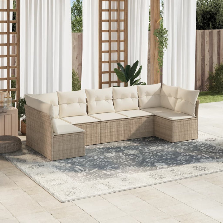 Matgrupp För Trädgården Med Dynor 8 Delar Beige Konstrotting
