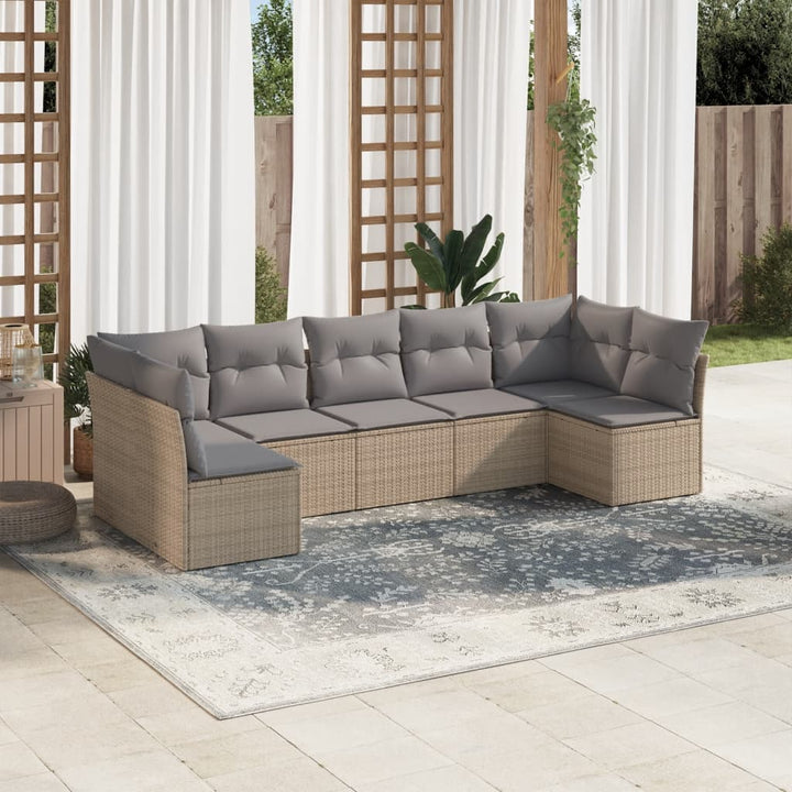 Matgrupp För Trädgården Med Dynor 8 Delar Beige Konstrotting